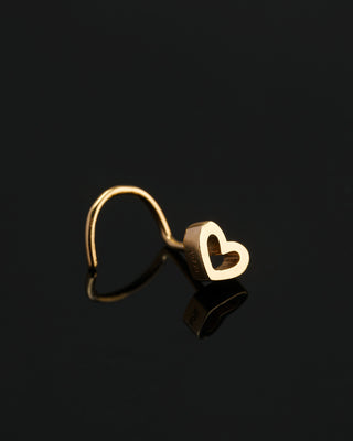 18 Karat 3D Open Heart Twirl Nose Pin